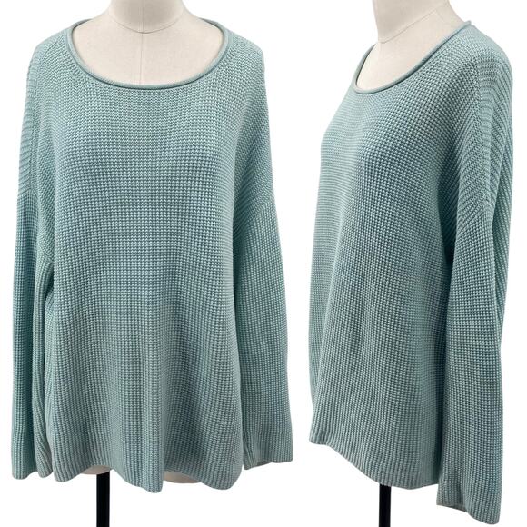 Eileen Fisher Organic Cotton Sweater Scoop Neck Thermal...